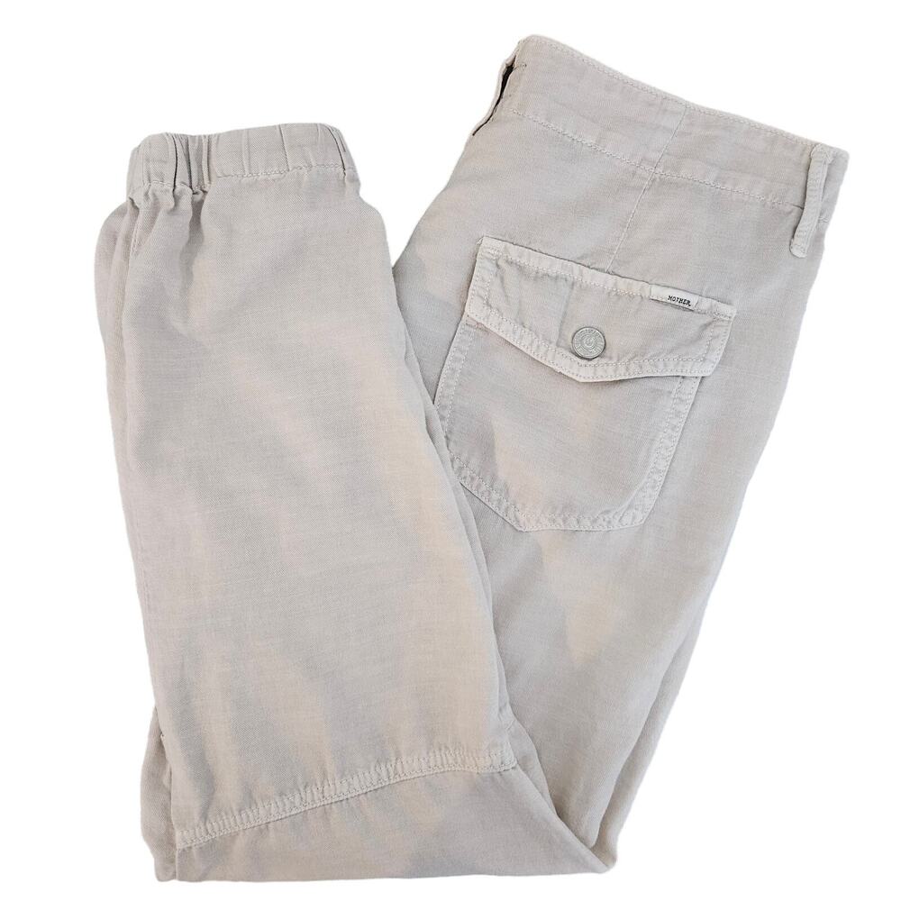 Mother Misfit Crop Ankle Jogger Mid-Rise Pants in Stone Khaki | Women's 26